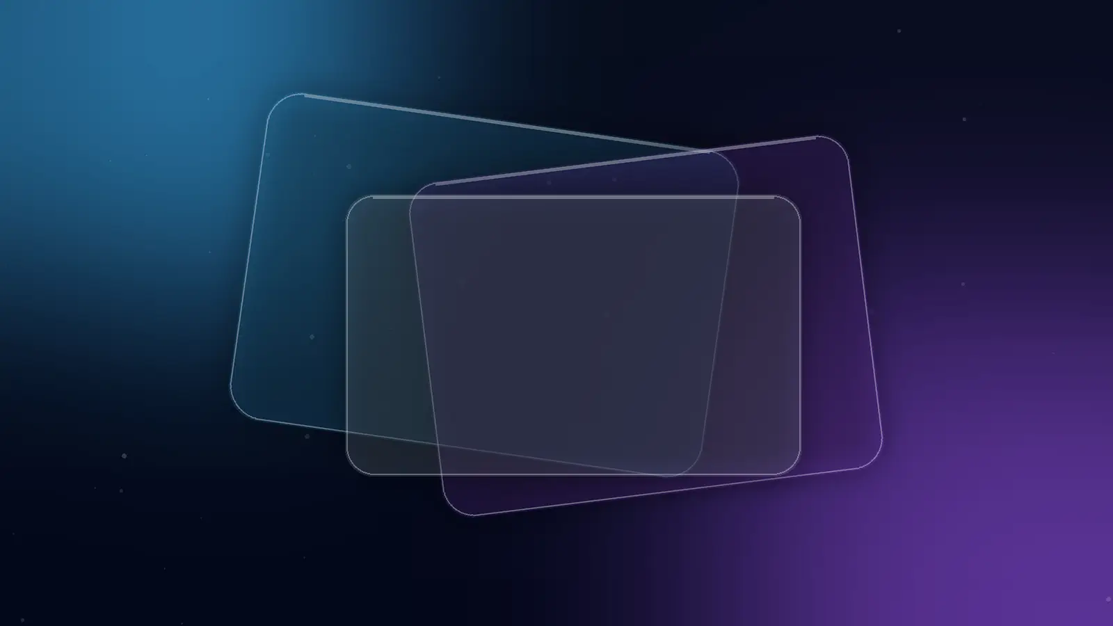 Composition abstraite bleu nuit avec trois plaques de verre translucides superposées