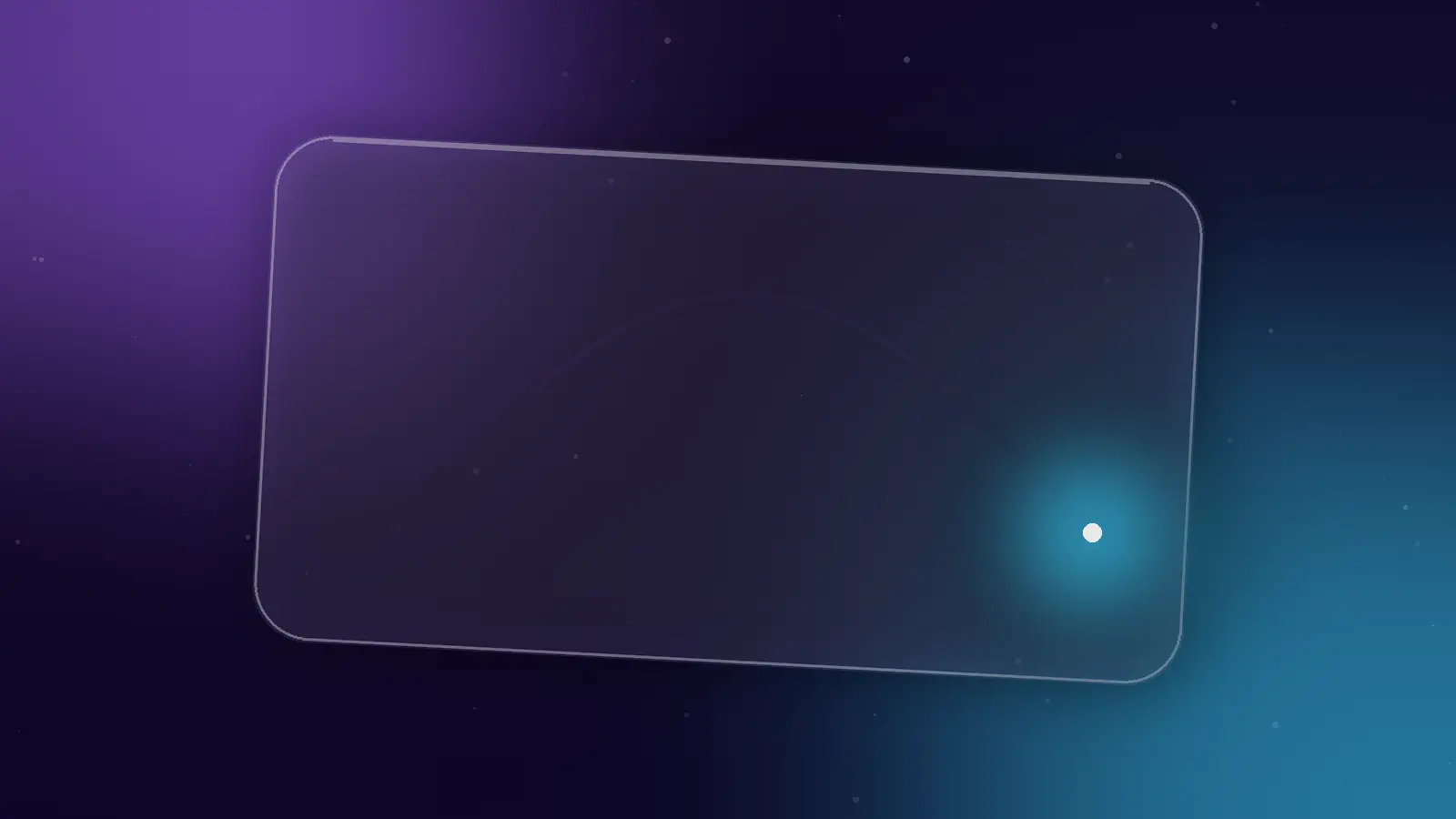 Disque lumineux suivant une trajectoire sur une surface de verre violette
